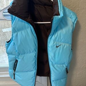 Nike Aqua Blue Puffer Vest with Black Interior
